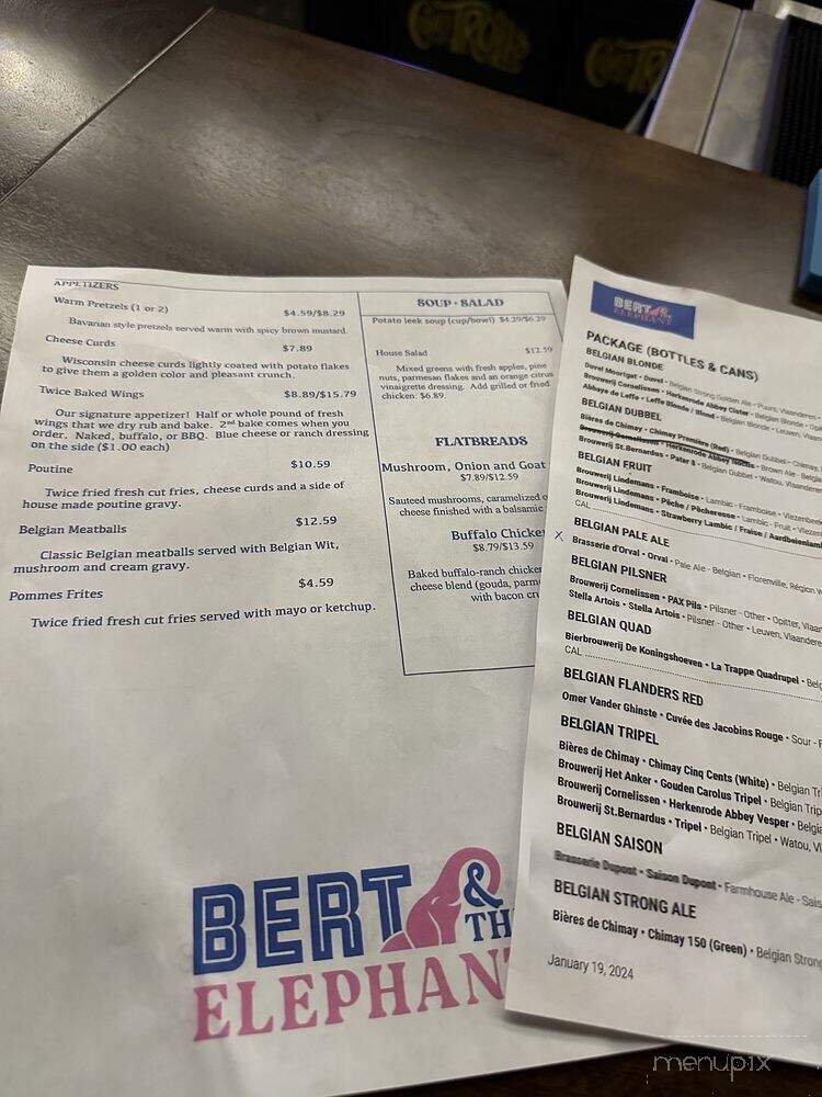 Bert & the Elephant - Lancaster, PA menu_pic