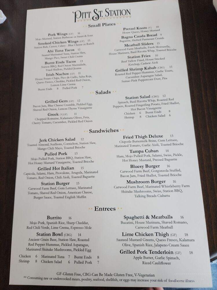 Pitt Street Station - Carlisle, PA menu_pic