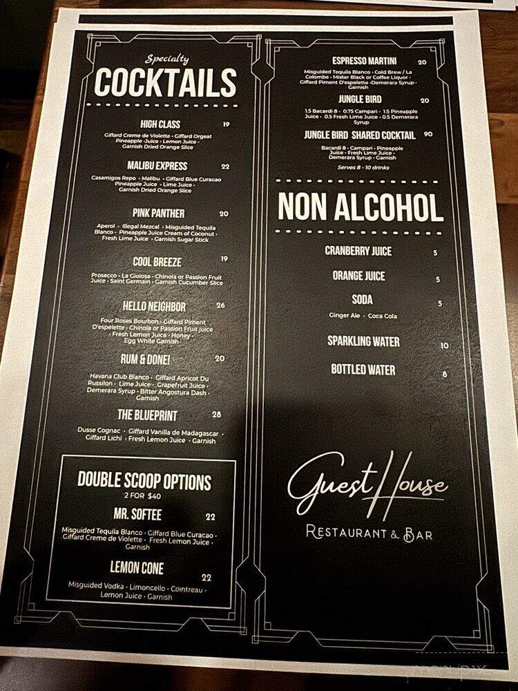 GuestHouse Restaurant & Bar - Brooklyn, NY menu_pic