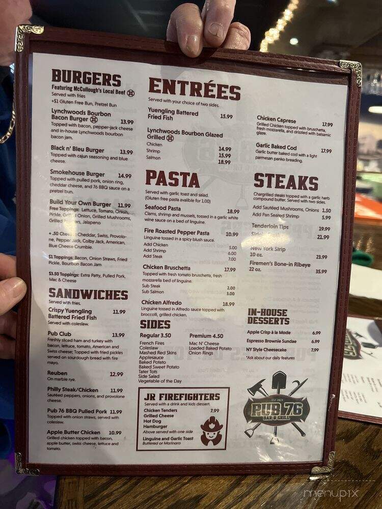 Pub 76 - Stoneboro, PA menu_pic