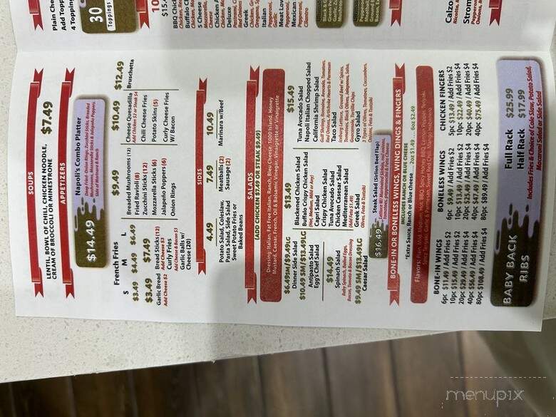 Napolis's Pizzeria - North Las Vegas, NV menu_pic
