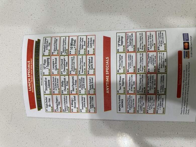 Napolis's Pizzeria - North Las Vegas, NV menu_pic