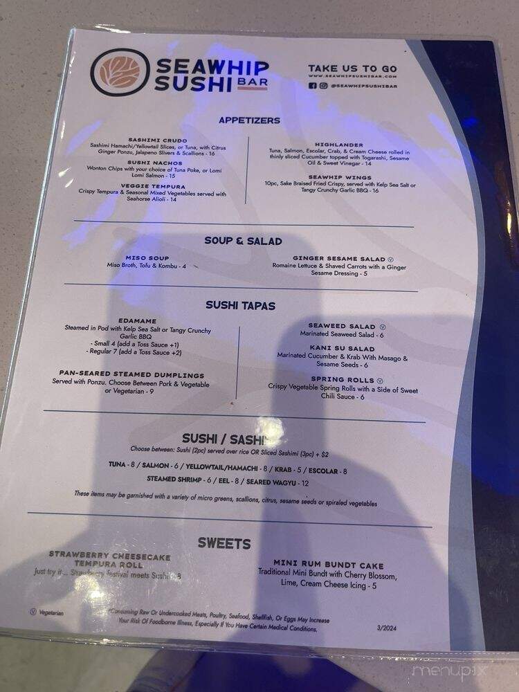 Seawhip Sushi Bar - Dunedin, FL menu_pic