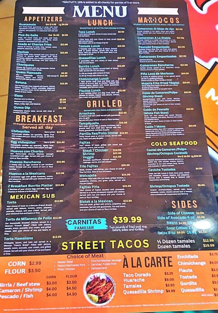 Tequila's - Wyandotte, MI menu_pic