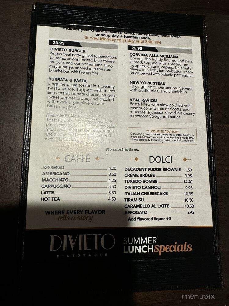 Divieto Ristorante - Coral Springs, FL menu_pic