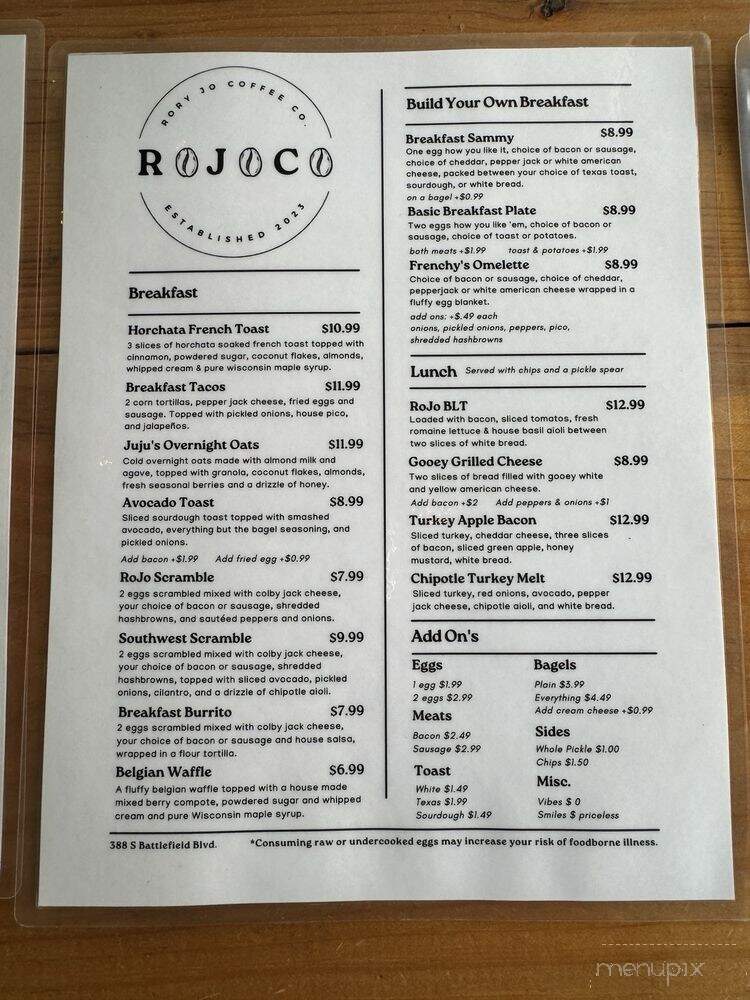 RoJo Coffee - Chesapeake, VA menu_pic