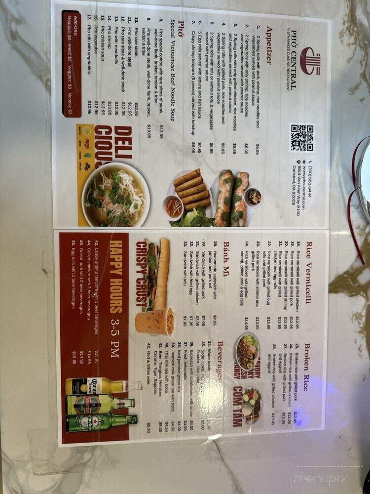 Pho Central - Carlsbad, CA menu_pic