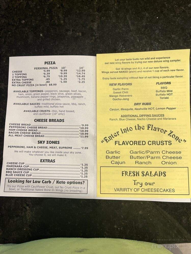 Sky Pizzeria - Shirley, IN menu_pic