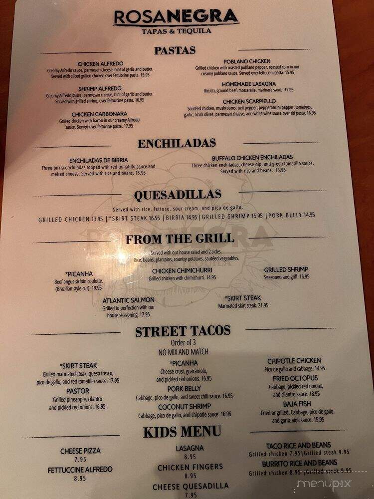 Rosa Negra Tapas & Tequila - Dallas, GA menu_pic