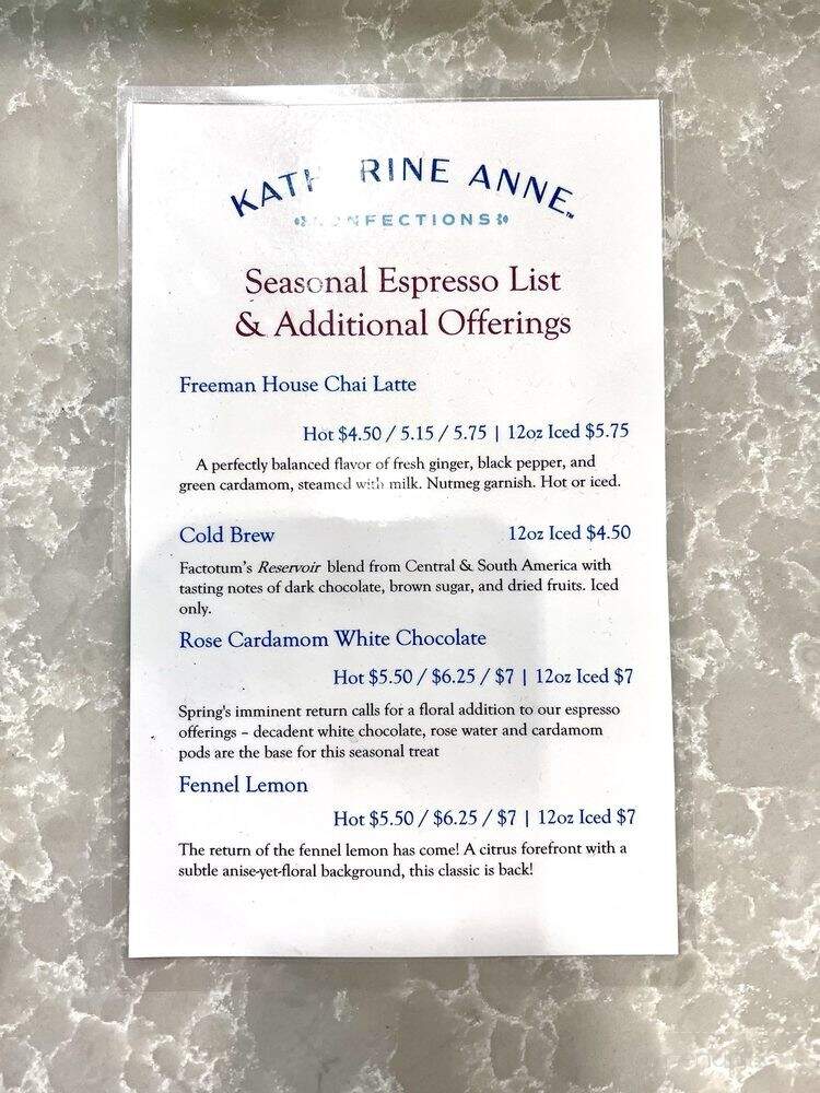 Katherine Anne Confections - Chicago, IL menu_pic