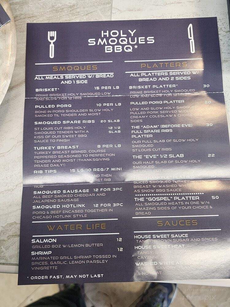 Holy Smoques BBQ - Chicago, IL menu_pic