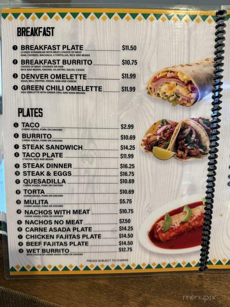 Bonanza Cantina & Mexican Food - Virginia City, NV menu_pic