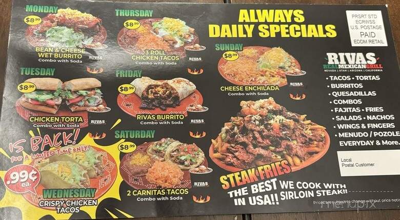 Rivas Real Mexican Grill - Reno, NV menu_pic