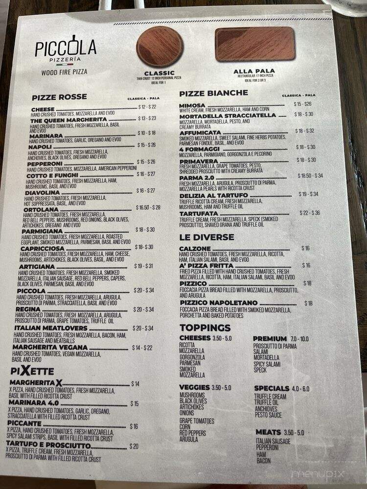 Piccola Pizzeria - Coral Gables, FL menu_pic