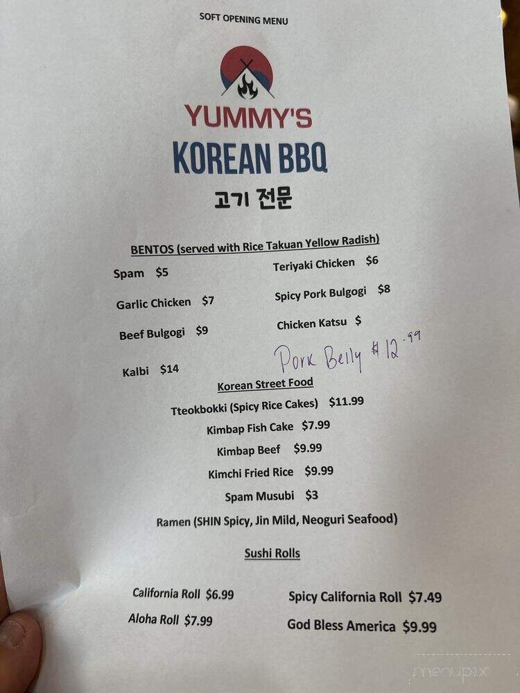 Yummy's Korean BBQ and Sushi - Provo, UT menu_pic