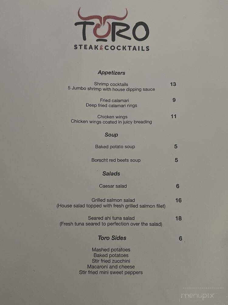 Toro Steak and Cocktails - South Jordan, UT menu_pic