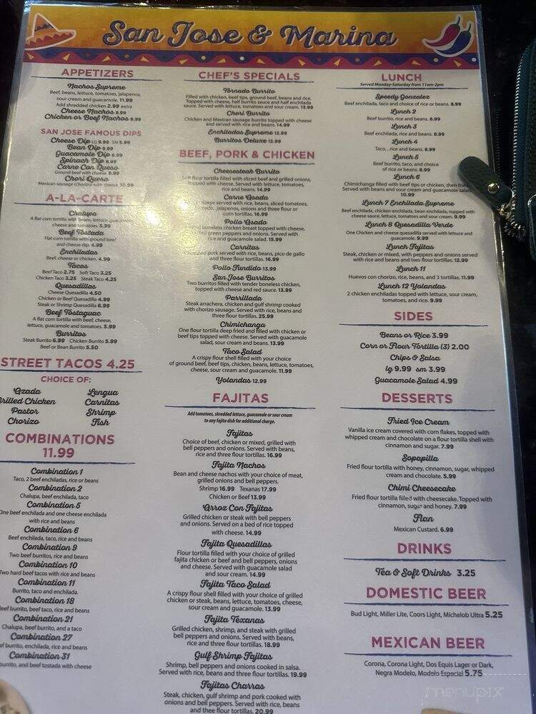 San Jose and Marina - Leesville, SC menu_pic