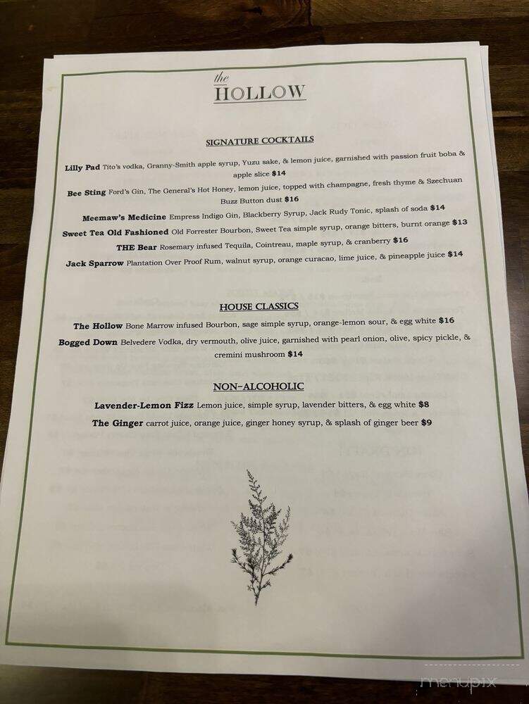 The Hollow - Columbia, SC menu_pic