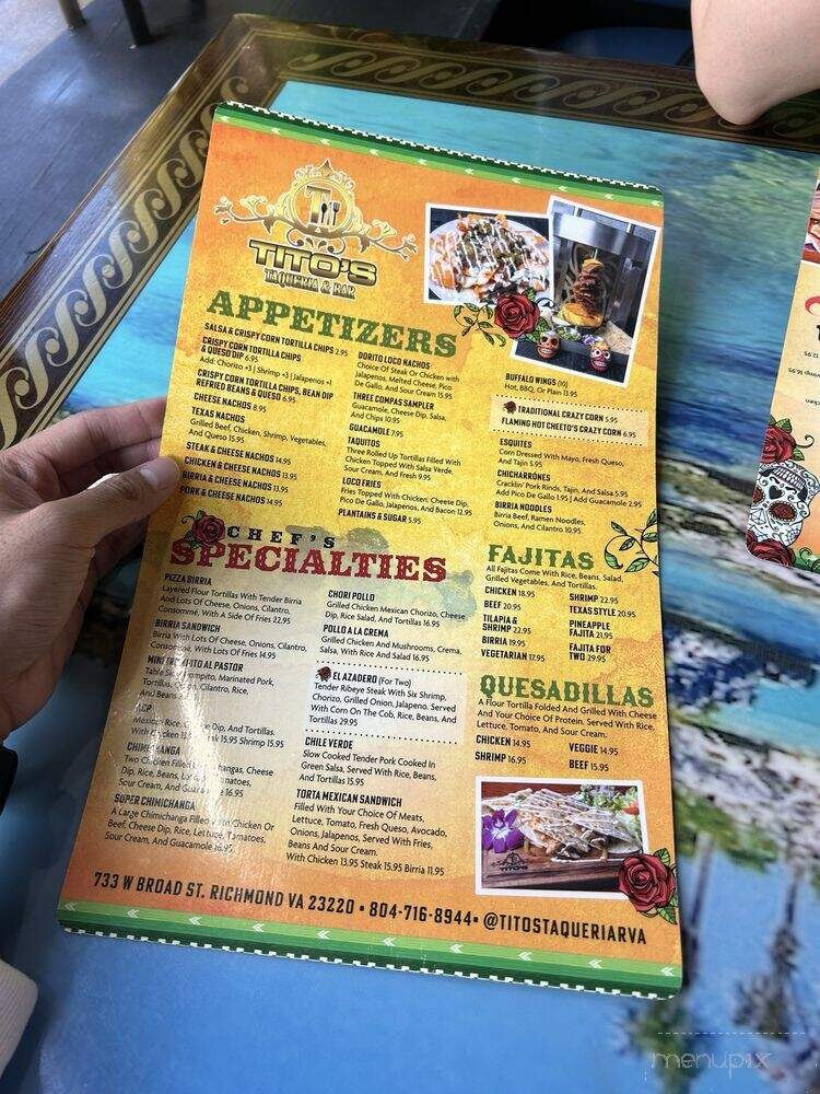Tito's Taqueria & Bar - Richmond, VA menu_pic