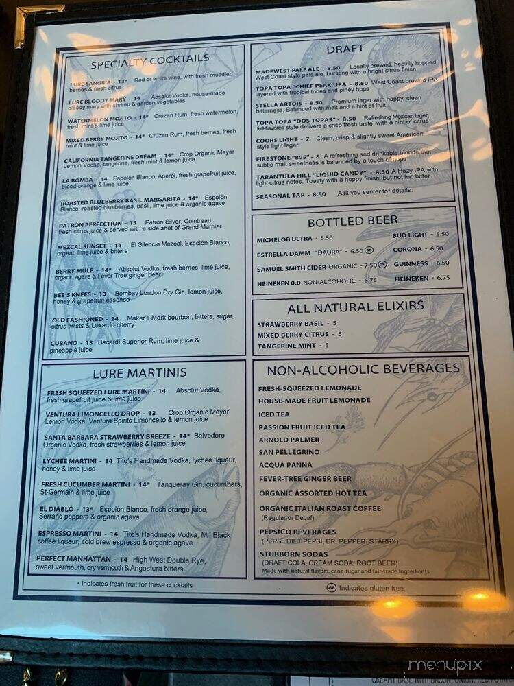 Lure Fish House - San Luis Obispo, CA menu_pic