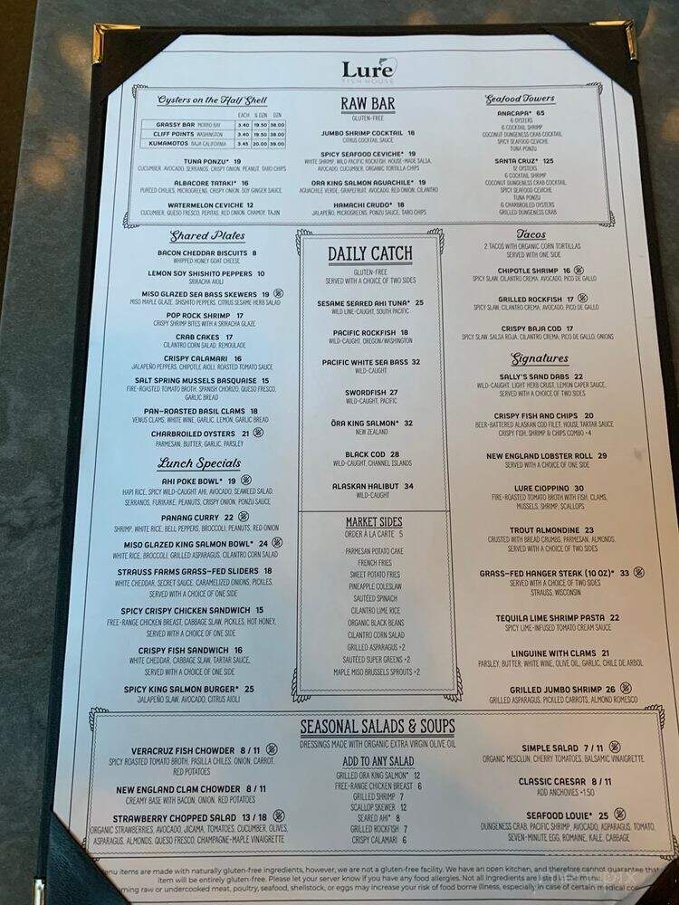 Lure Fish House - San Luis Obispo, CA menu_pic