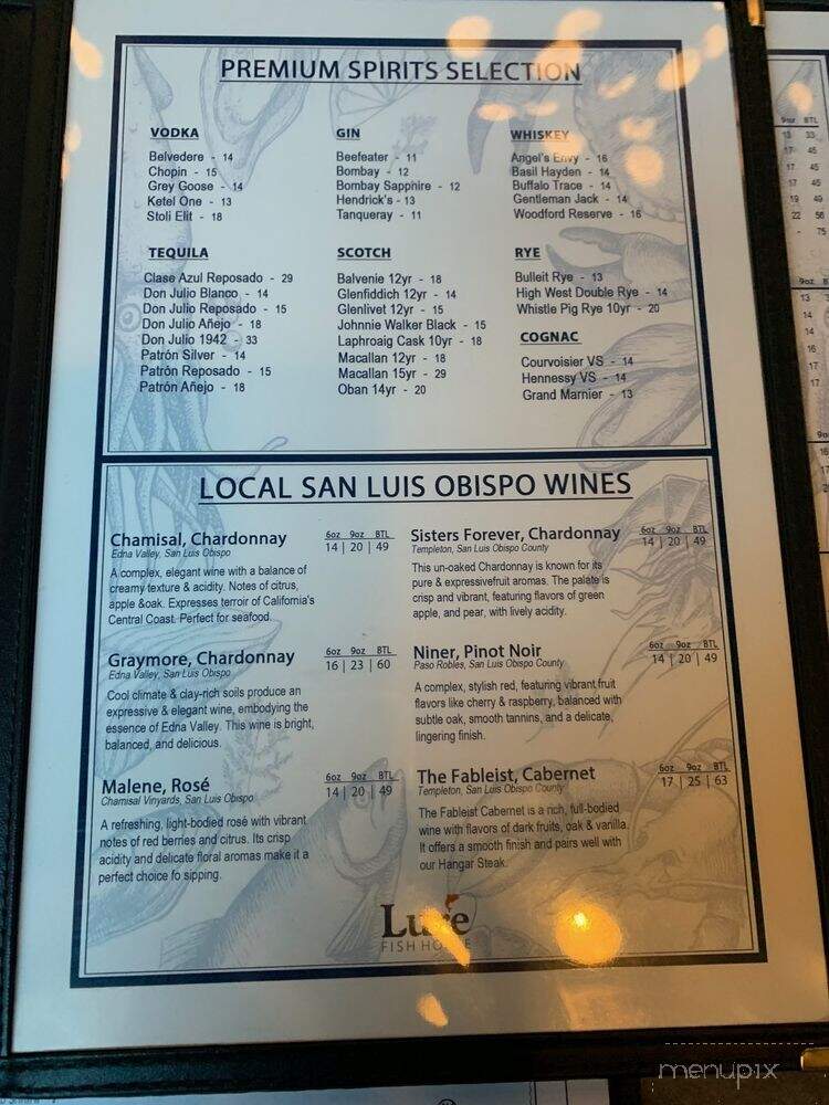 Lure Fish House - San Luis Obispo, CA menu_pic