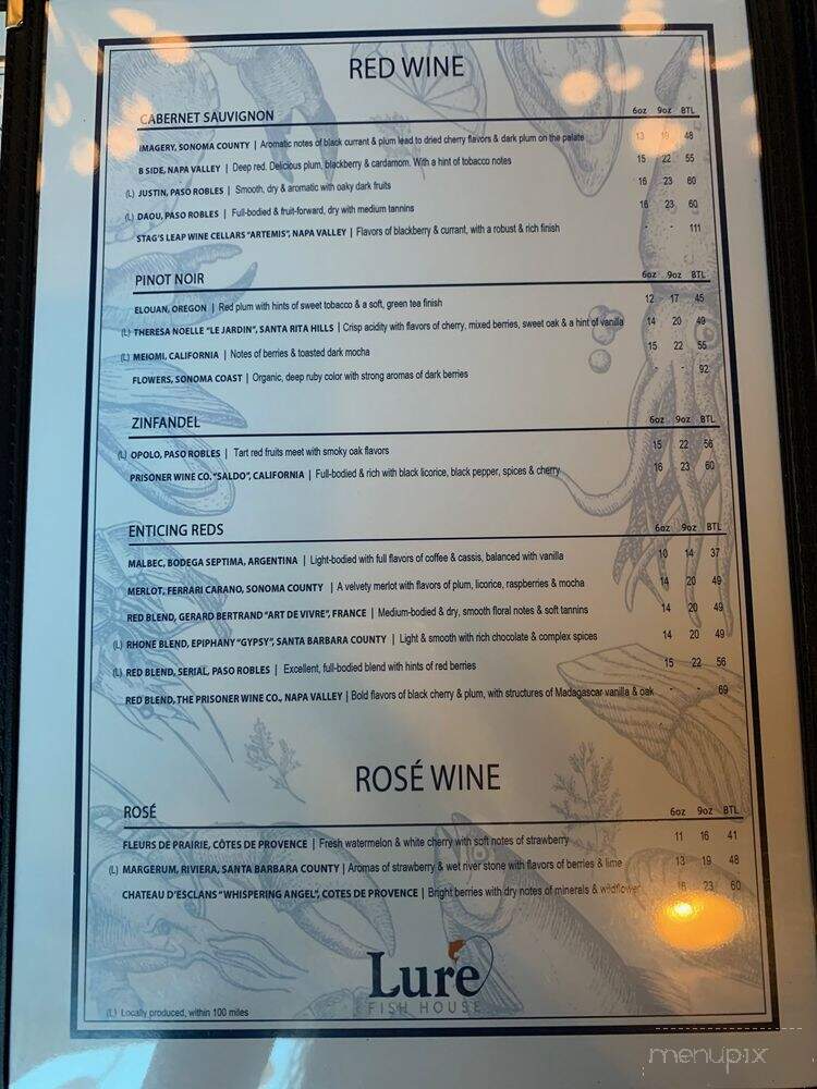 Lure Fish House - San Luis Obispo, CA menu_pic