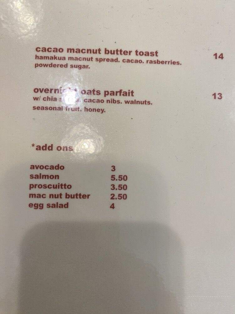 Surf Camp Coffee - East Honolulu, HI menu_pic