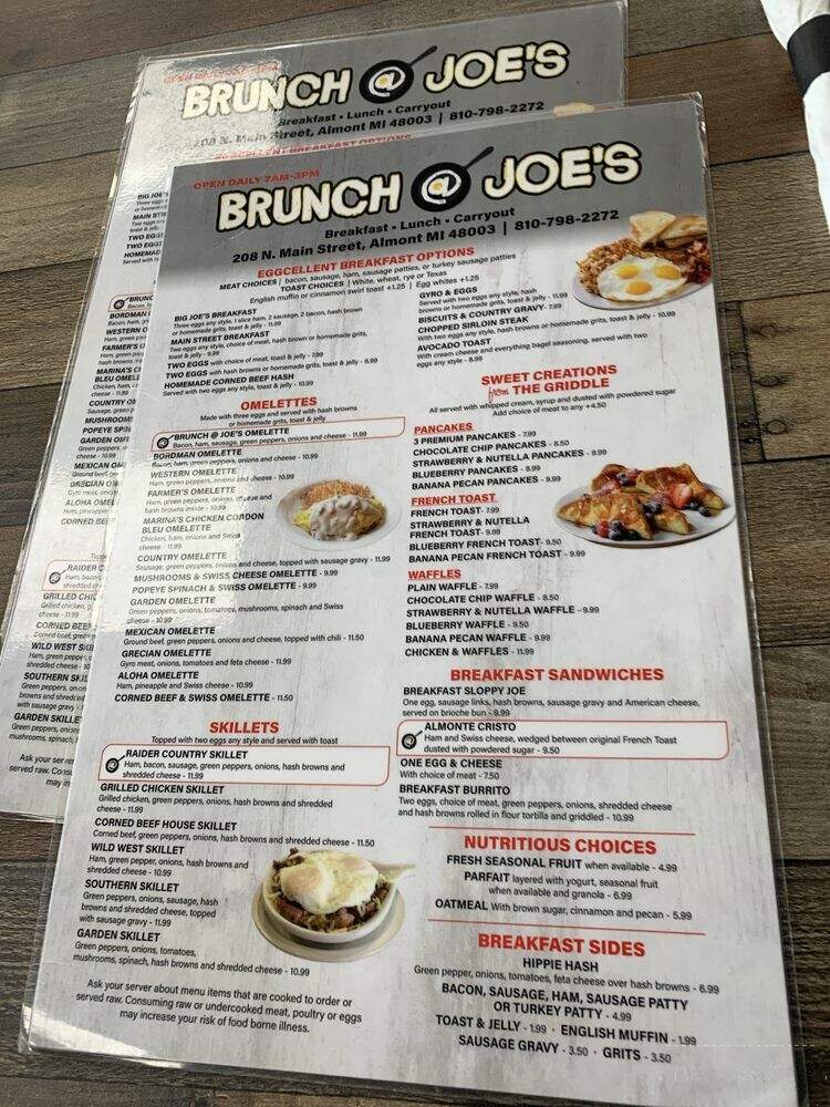Brunch @ Joe's - Almont, MI menu_pic