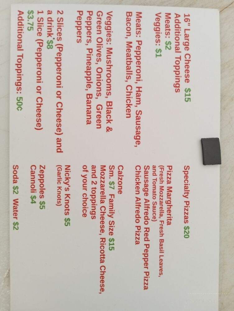 Nicky Knots Street Pizza - Oldsmar, FL menu_pic