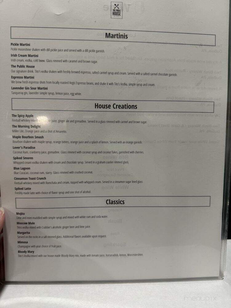 The Public House On Jared - DuBois, PA menu_pic