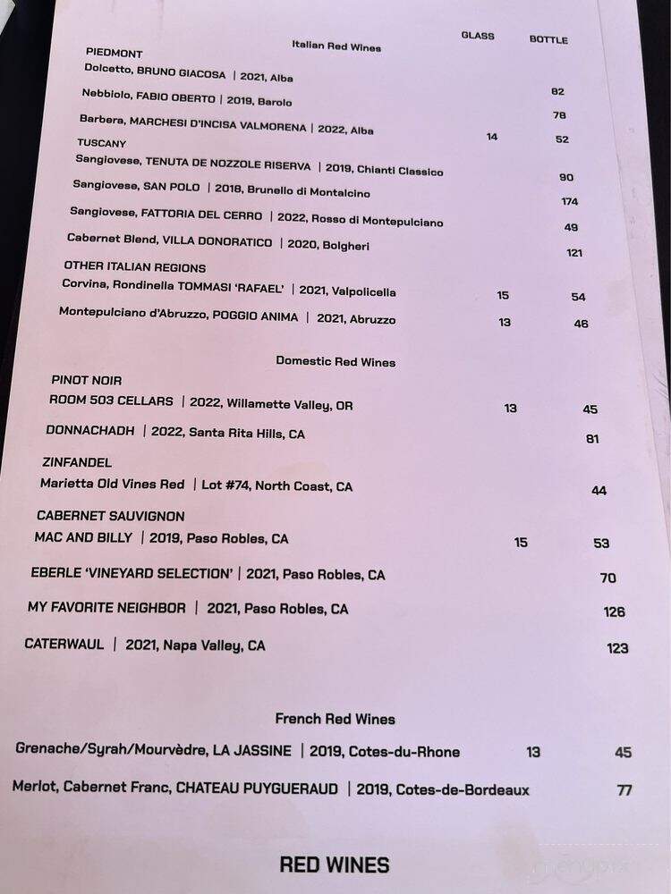 Osteria Bianchi - Kansas City, MO menu_pic