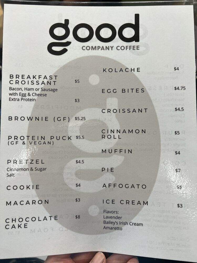 Good Company Coffee - Fort Worth, TX menu_pic