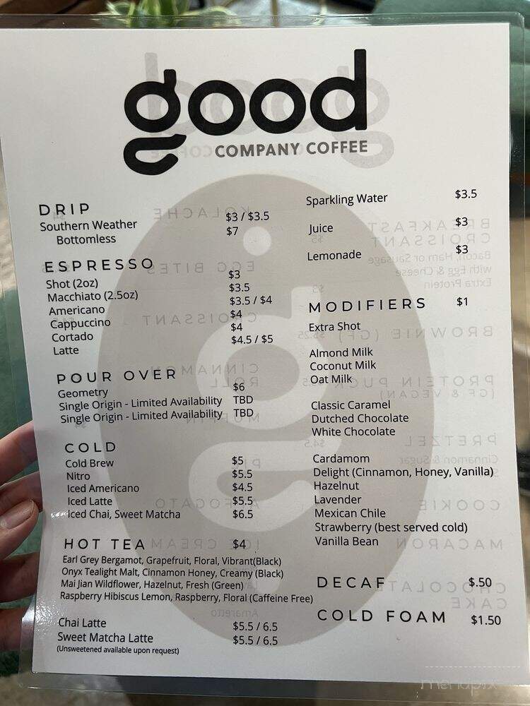 Good Company Coffee - Fort Worth, TX menu_pic