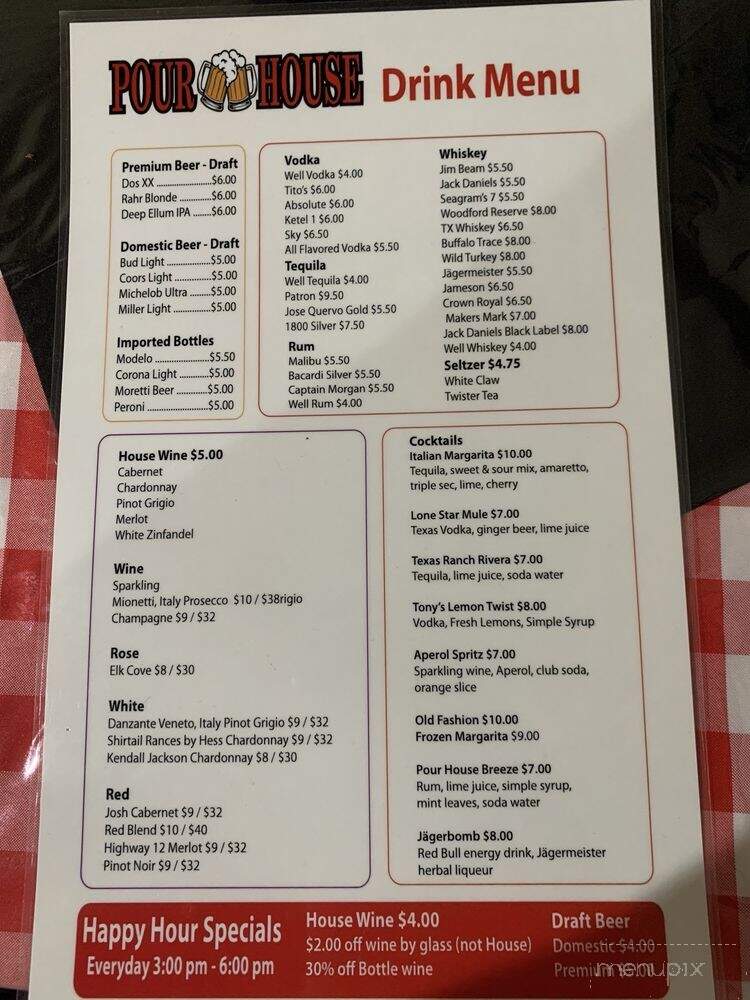 Tony's Pizza & Pour House - Fort Worth, TX menu_pic