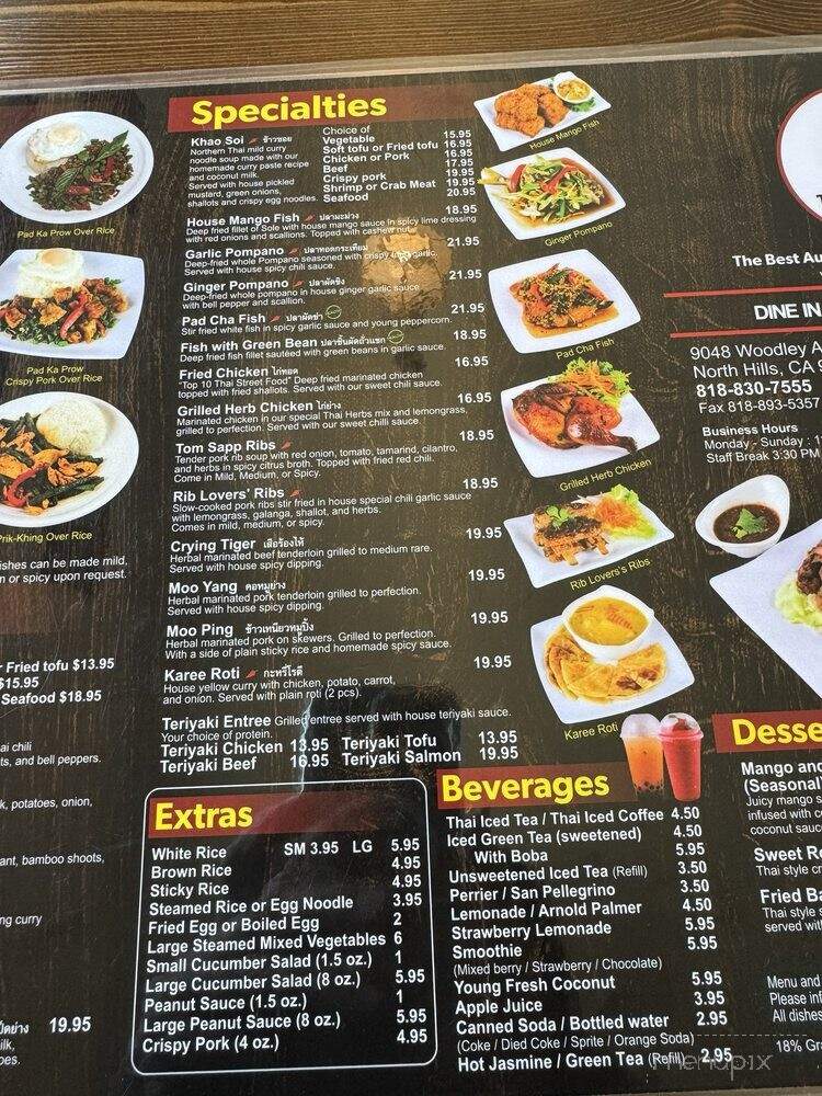 Northern Thai Cuisine - Los Angeles, CA menu_pic