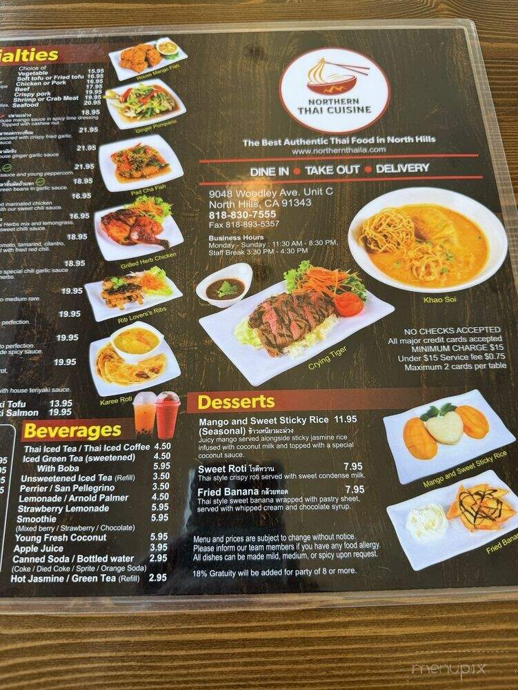 Northern Thai Cuisine - Los Angeles, CA menu_pic