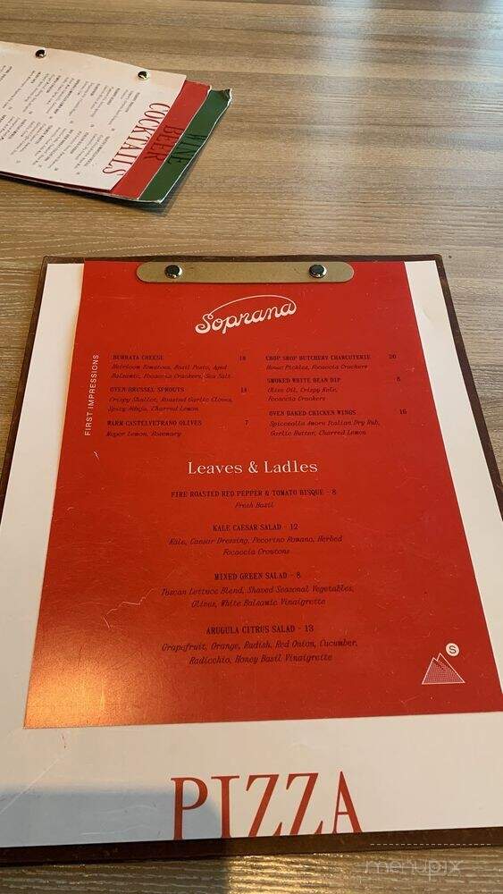 Soprana Rooftop Cucina - Asheville, NC menu_pic