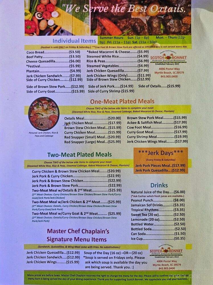 Scotch Bonnet - Myrtle Beach, SC menu_pic