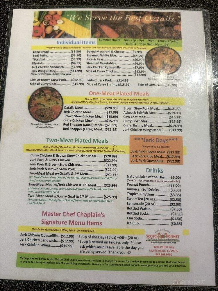 Scotch Bonnet - Myrtle Beach, SC menu_pic