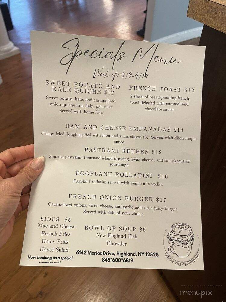 From the Ground Up Cafe - Highland, NY menu_pic