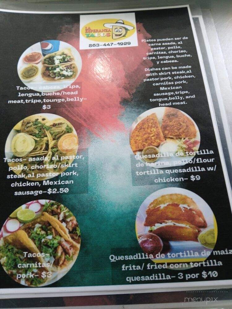 La Esperaza - Okeechobee, FL menu_pic