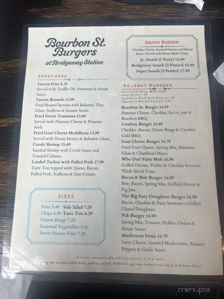 Bourbon St Burgers - Simpsonville, SC menu_pic