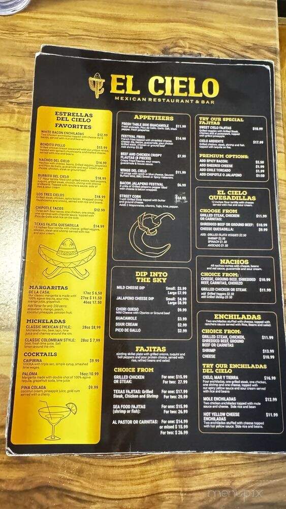 El Cielo Mexican Restaurant and Bar - Simpsonville, SC menu_pic