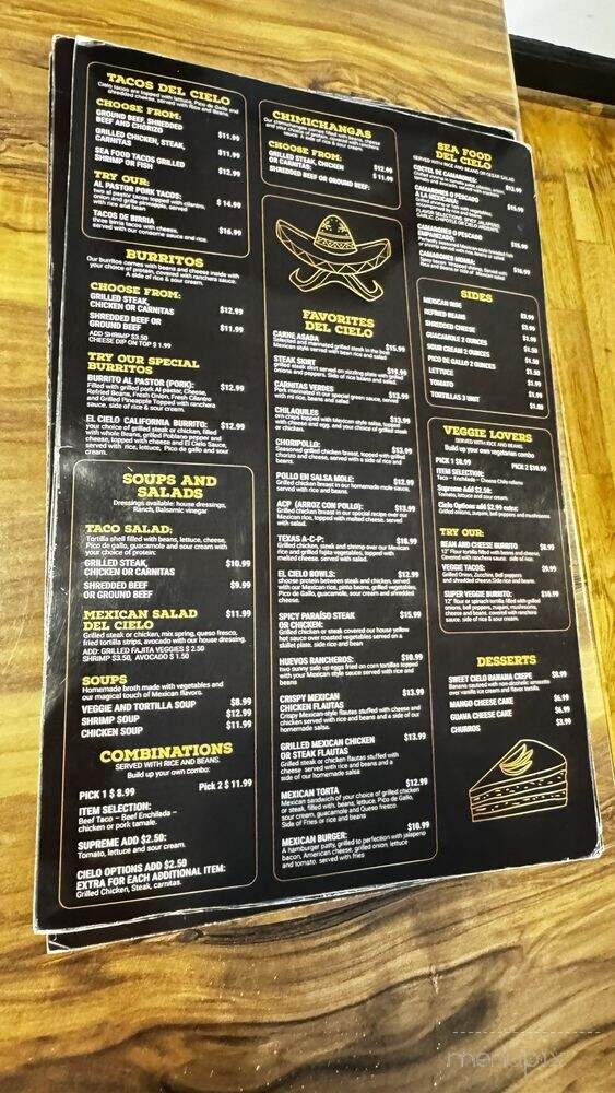 El Cielo Mexican Restaurant and Bar - Simpsonville, SC menu_pic