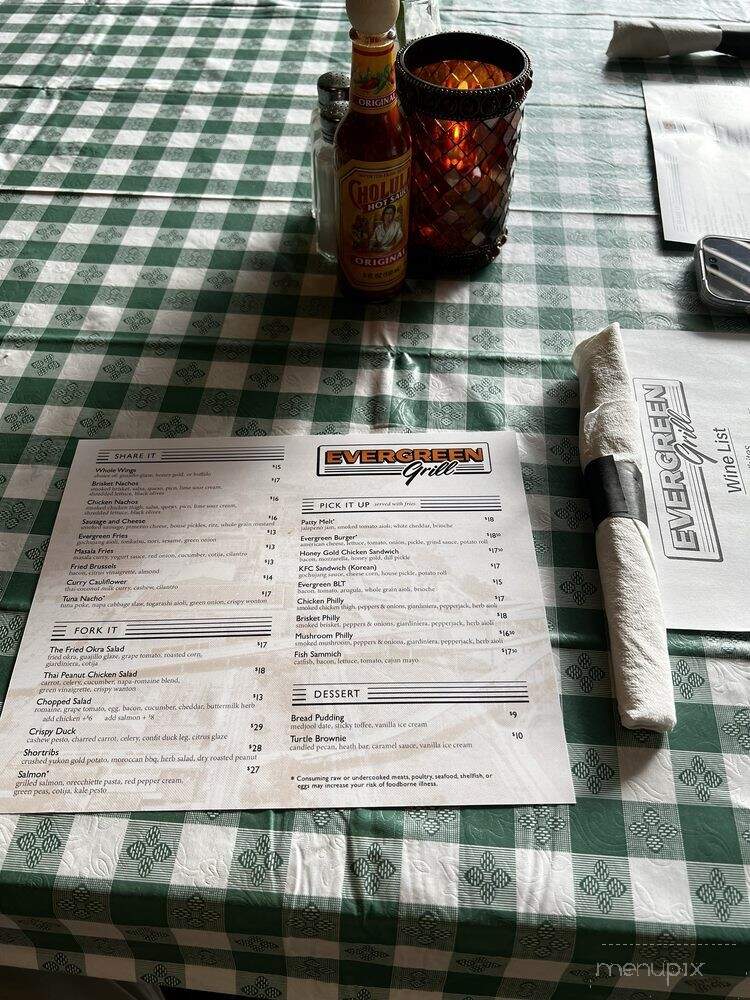 Evergreen Grill - Memphis, TN menu_pic