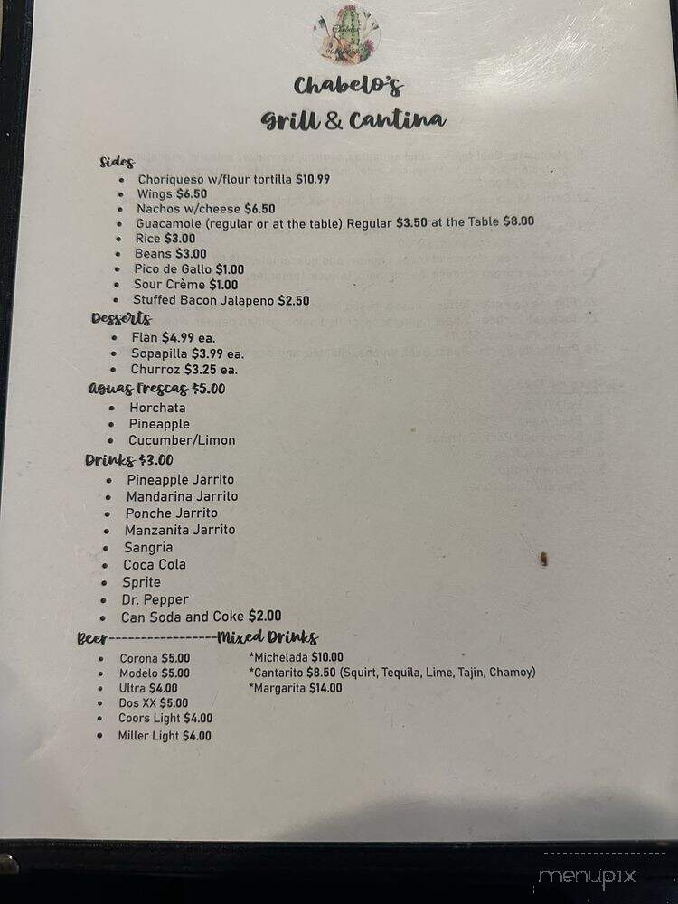 Chabelo's - Paris, TX menu_pic