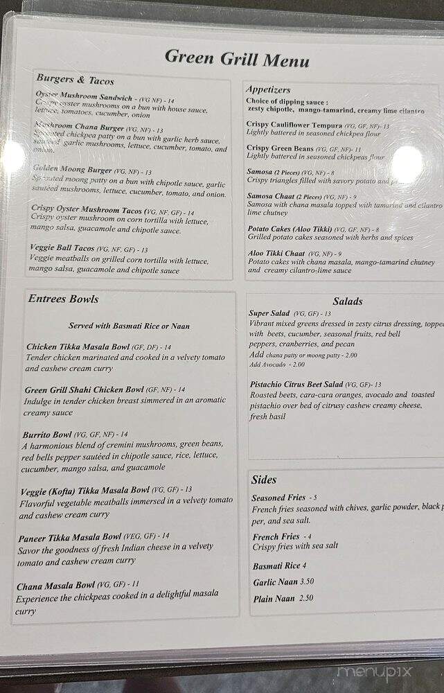 Green Grill - Granite Bay, CA menu_pic