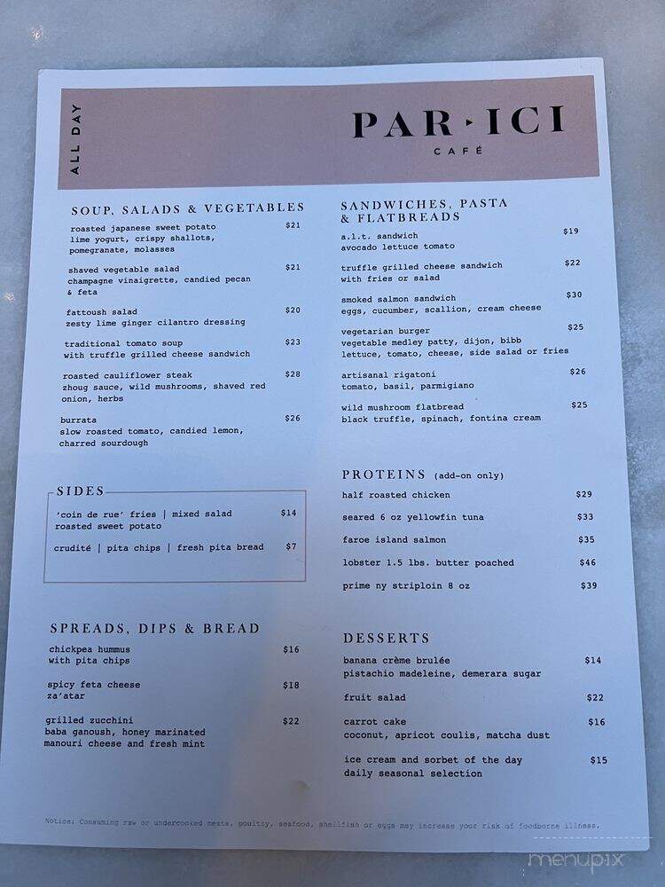 Par Ici Cafe - New York, NY menu_pic