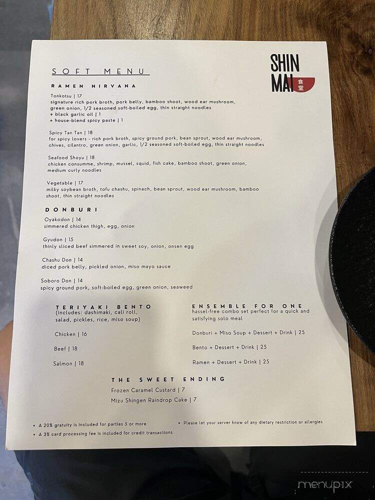 Shinmai Shokudo - Cary, NC menu_pic